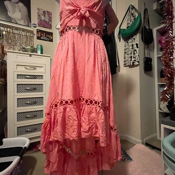 Coral Asymmetrical sundress  - Picture 1 of 4